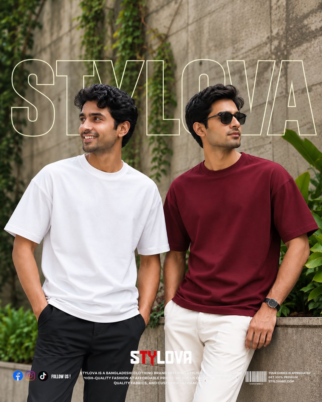 2 PIcs Premium White & Meroon